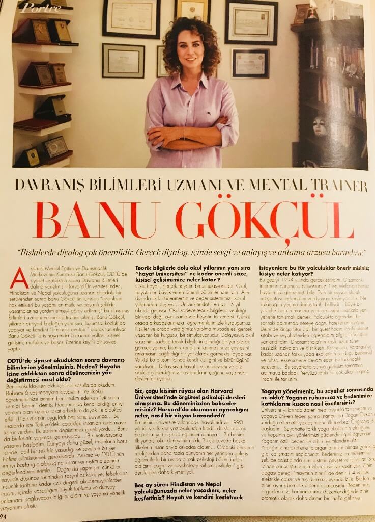 Alem dergisinde Alfa frekansın kurucusu NLPyi Keynote Speaker Liderlerin Koçu Davranış Bilimleri Uzmanı Dr.Banu Gökcül Türkiyeye tanıttı. 