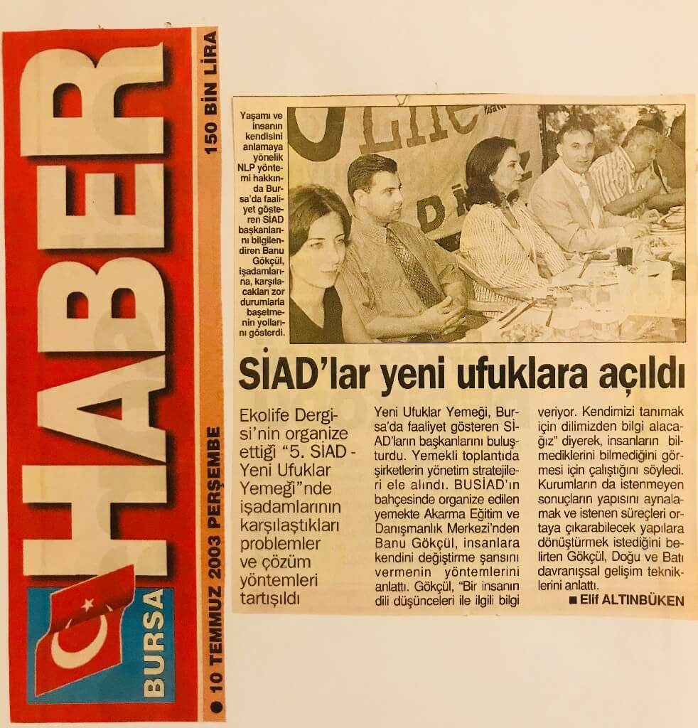 Olay gazetesi Bursa işadamları derneği BUSİADa  alfafrekans kurucusu ve Lider koçu NLP Dr. Banu Gökcül Liderlik semineri verdi. 